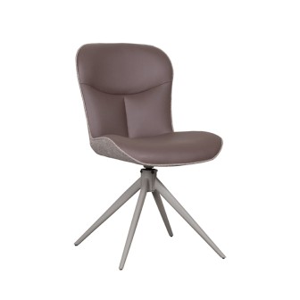 Eetkamerstoel Thorben - Bruin - Microfiber - Taupe Frame