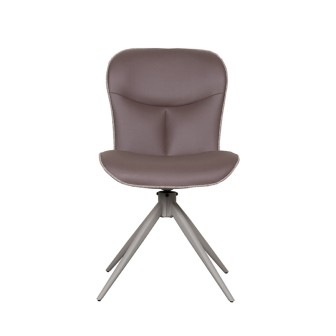 Eetkamerstoel Thorben - Bruin - Microfiber - Taupe Frame