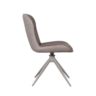 Eetkamerstoel Thorben - Bruin - Microfiber - Taupe Frame