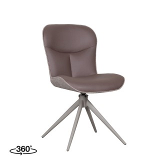 Eetkamerstoel Thorben - Bruin - Microfiber - Taupe Frame