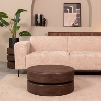 Salontafel Milly - Espresso - Mangohout - 70 cm - Rond