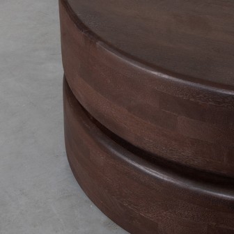 Salontafel Milly - Espresso - Mangohout - 70 cm - Rond