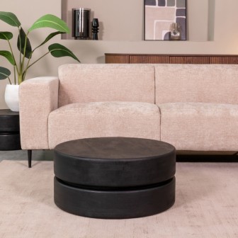 Salontafel Milly - Zwart - Mangohout - 70 cm - Rond