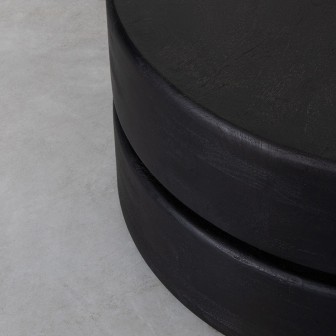 Salontafel Milly - Zwart - Mangohout - 70 cm - Rond
