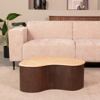 Salontafel Davi - Espresso - Travertin - 80 cm