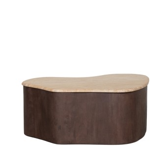 Salontafel Davi - Espresso - Travertin - 80 cm