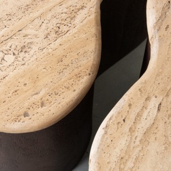 Salontafel Davi - Espresso - Travertin - 80 cm