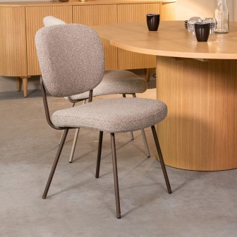 Eetkamerstoel Singapore - Truffel grijs - Boucle - Bronze Frame