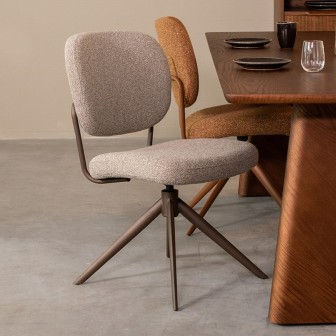 Eetkamerstoel Geneva - Truffel grijs - Boucle - Bronze Frame