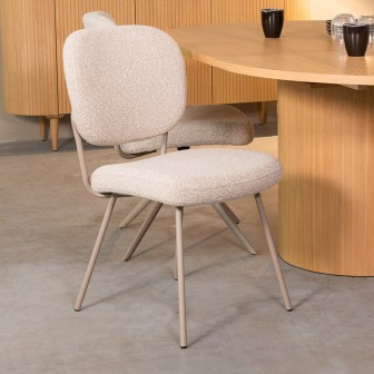 Eetkamerstoel Singapore - Naturel - Boucle - Taupe Frame