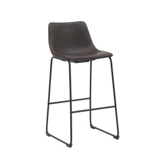 Barkruk Risto - Donkerbruin - PU-Leder - Zithoogte 75