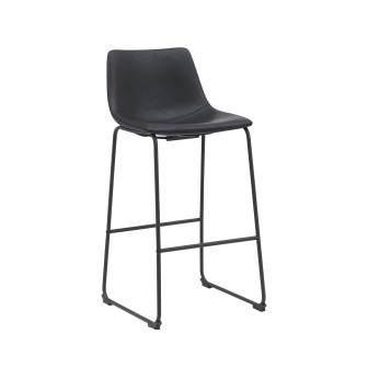 Barkruk Risto - Zwart - PU-Leder - Zithoogte 75
