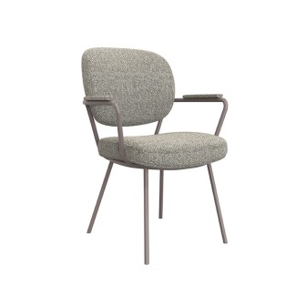 Eetkamerstoel Lausanne - Truffel grijs - Boucle - Bronze Frame