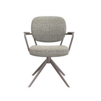Eetkamerstoel Basel - Truffel grijs - Boucle - Bronze Frame