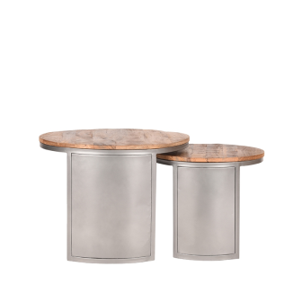 Salontafel Set Bunch - Rough - Mangohout - 60 cm - Rond