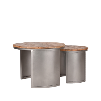 Salontafel Set Bunch - Rough - Mangohout - 60 cm - Rond