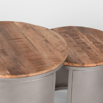 Salontafel Set Bunch - Rough - Mangohout - 60 cm - Rond