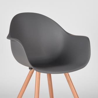 Eetkamerstoel Parma - Antraciet - Kunststof - Oak Metal Woodcover
