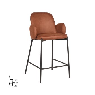 Barkruk Jari - Cognac - Microfiber - Zithoogte 65
