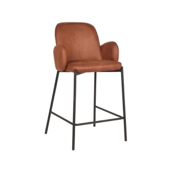 Barkruk Jari - Cognac - Microfiber - Zithoogte 65