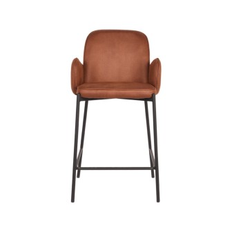 Barkruk Jari - Cognac - Microfiber - Zithoogte 65