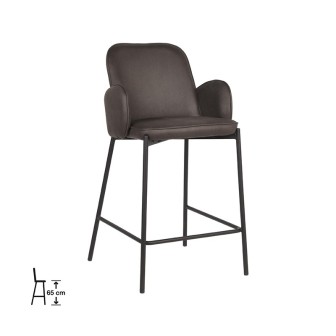 Barkruk Jari - Antraciet - Microfiber - Zithoogte 65