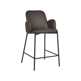 Barkruk Jari - Antraciet - Microfiber - Zithoogte 65