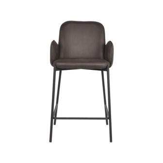 Barkruk Jari - Antraciet - Microfiber - Zithoogte 65