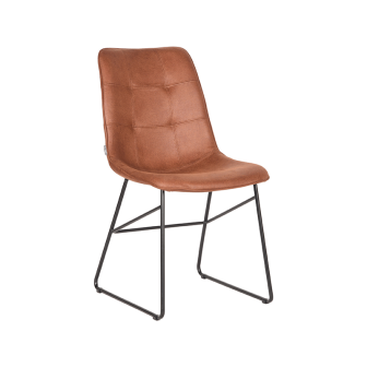 Eetkamerstoel Slim - Cognac - Microfiber - Black Frame