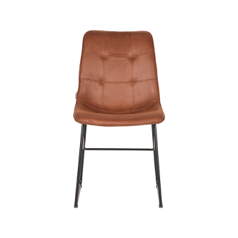 Eetkamerstoel Slim - Cognac - Microfiber - Black Frame