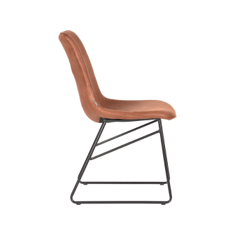 Eetkamerstoel Slim - Cognac - Microfiber - Black Frame