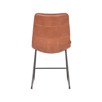 Eetkamerstoel Slim - Cognac - Microfiber - Black Frame
