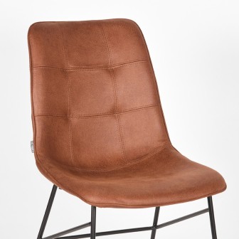 Eetkamerstoel Slim - Cognac - Microfiber - Black Frame