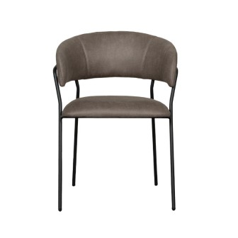 Eetkamerstoel Luuk - Taupe - Micro Suede - Black Frame
