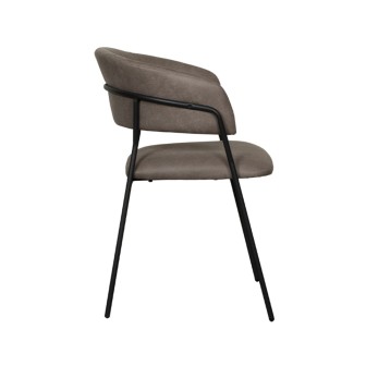 Eetkamerstoel Luuk - Taupe - Micro Suede - Black Frame