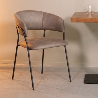 Eetkamerstoel Luuk - Taupe - Micro Suede - Black Frame
