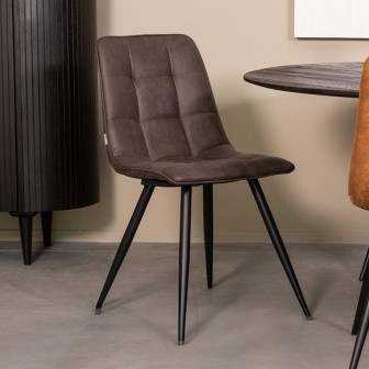 Eetkamerstoel Bistro - Antraciet - Micro Suede - Black Frame