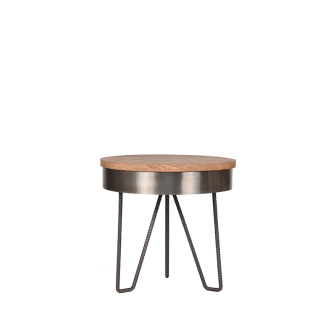 Bijzettafel Saran - Grijs - Mangohout - 44 cm - Rond