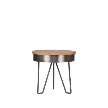 Bijzettafel Saran - Grijs - Mangohout - 44 cm - Rond