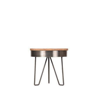 Bijzettafel Saran - Grijs - Mangohout - 44 cm - Rond