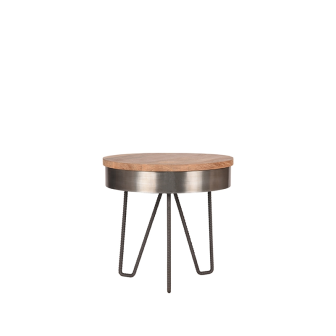 Bijzettafel Saran - Grijs - Mangohout - 44 cm - Rond
