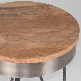 Bijzettafel Saran - Grijs - Mangohout - 44 cm - Rond