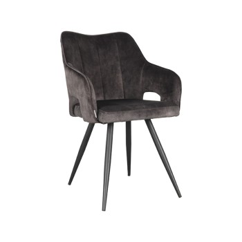 Eetkamerstoel Noud - Antraciet - Velours - Black Frame