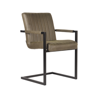 Eetkamerstoel Milo - Army green - Microfiber - Black Frame