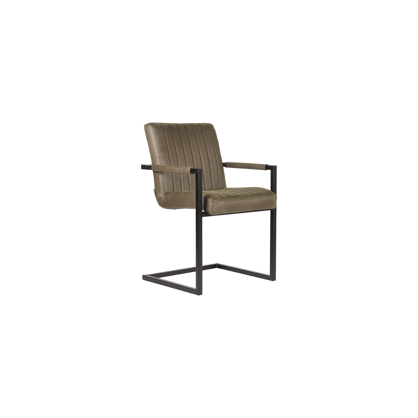 Eetkamerstoel Milo - Army green - Microfiber - Black Frame