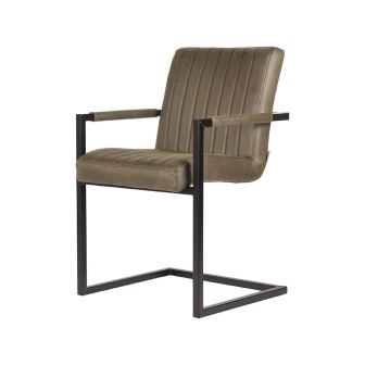 Eetkamerstoel Milo - Army green - Microfiber - Black Frame