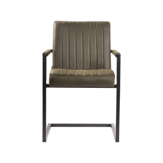 Eetkamerstoel Milo - Army green - Microfiber - Black Frame