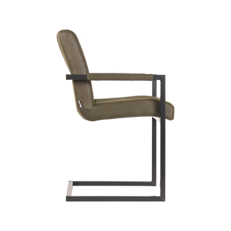 Eetkamerstoel Milo - Army green - Microfiber - Black Frame