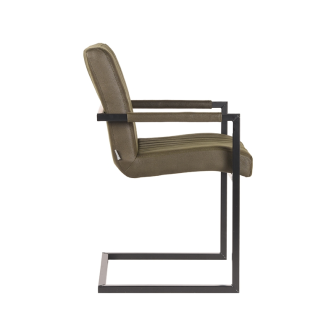 Eetkamerstoel Milo - Army green - Microfiber - Black Frame