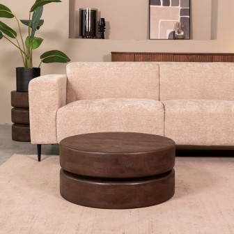 Salontafel Milly - Espresso - Mangohout - 70 cm - Rond